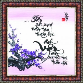 Tranh thư pháp vẽ tay chữ YÊU